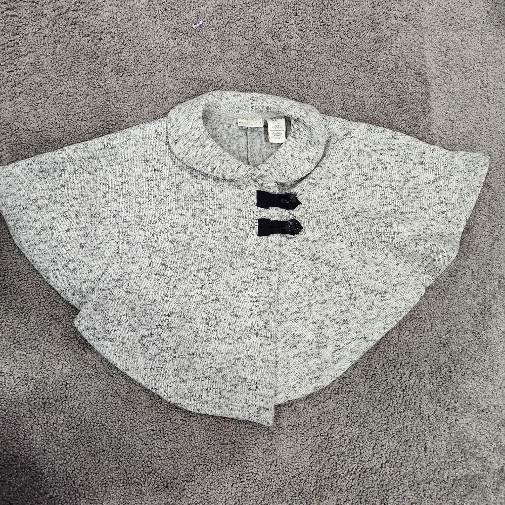 Max Studio Baby toddler girl 3T heathered grey knit cape poncho